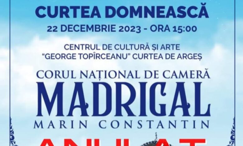 Photo of Concertul Madrigal anulat de primarul de la Curtea de Argeș, prietenul maneliștilor